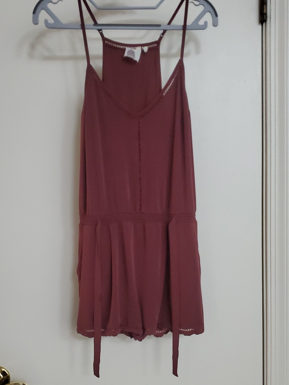 Women's Rust Brown Drawstring Waist Romper Sixe XSP Adjustable